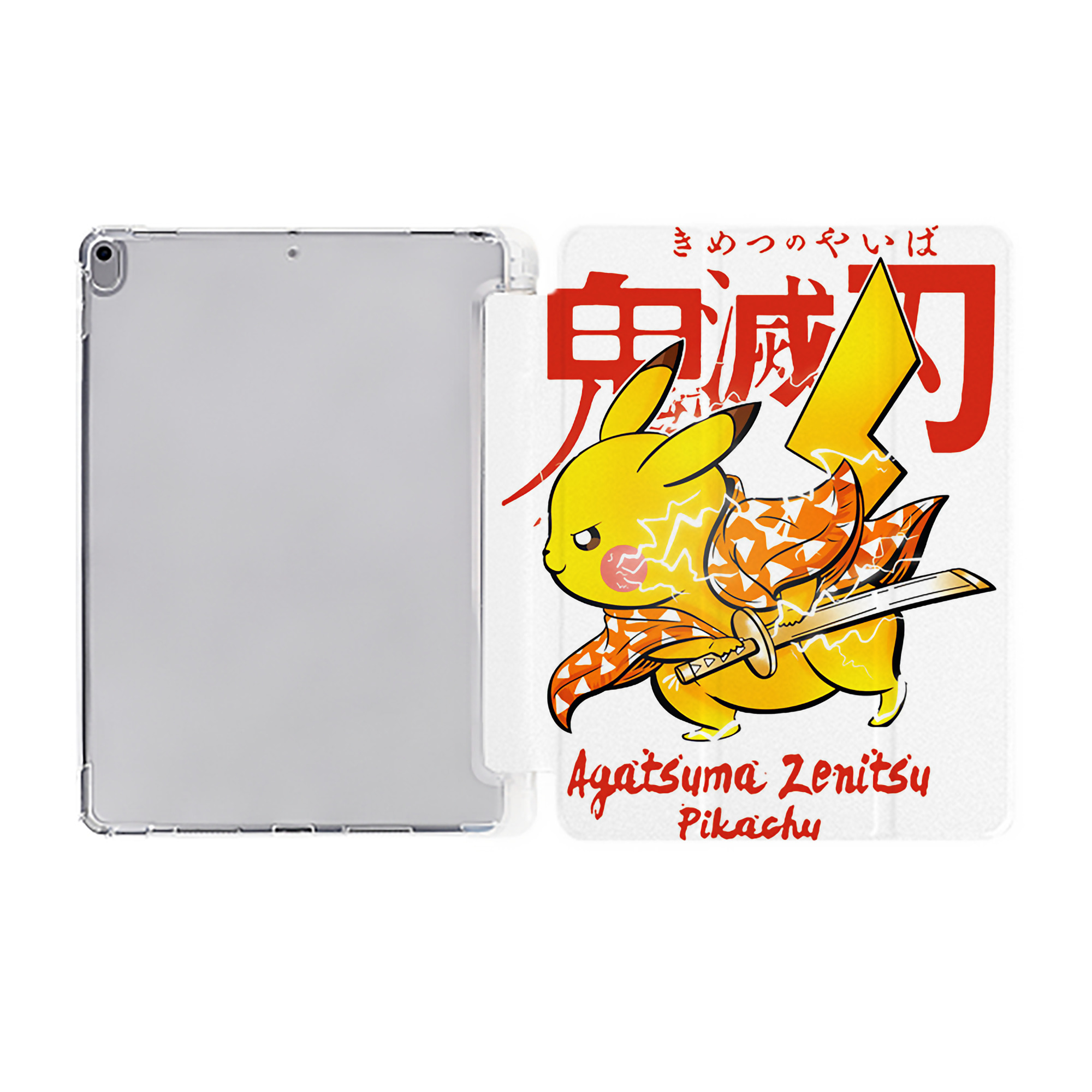 （画像用） 鬼滅の刃（きめつのやいば）我妻 善逸／あがつま ぜんいつ Agatsuma Zenitsu IPad ケース ペン収納付き 三つ折りスタンド PUレザー×シリコン 対応機種9.5/10.5/10.9インチ